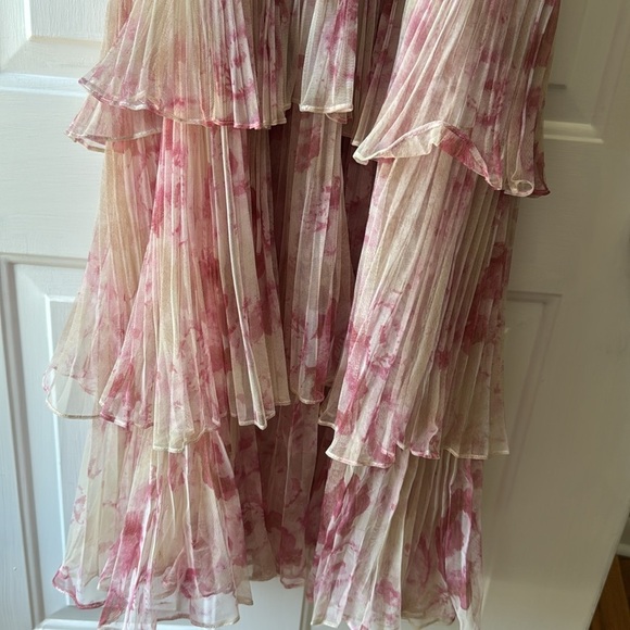 Marchesa Pearl Georgina Chapman strapless Tulle Tiered floral Gown - Picture 8 of 10